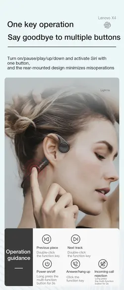 هندزفری بلوتوث القایی لنوو Lenovo X4 Bone Conduction IP56