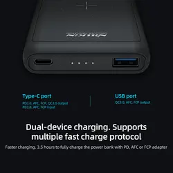 پاوربانک وایرلس و داک شارژ نیلکین Nillkin PowerMount NKA08 PD Wireless Power Bank Dock توان 10 وات