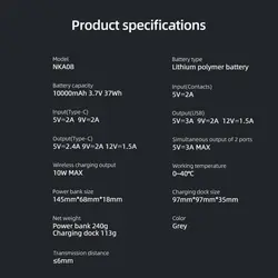 پاوربانک وایرلس و داک شارژ نیلکین Nillkin PowerMount NKA08 PD Wireless Power Bank Dock توان 10 وات