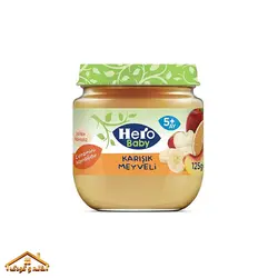 پوره میوه سیب و موز و هلو و پرتقال +۵ ۱۲۵گرمی هیرو Hero