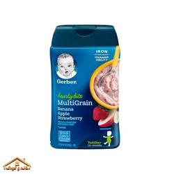 سرلاک 5غله و سیب و موز و توت فرنگی بدون شیر 227گرم +1 سال گربر Gerber