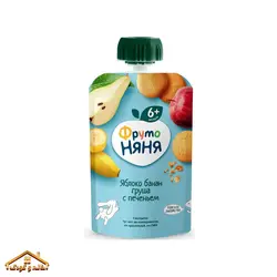 پوره ساندیسی سیب و موز و گلابی و بیسکوییت 90گرمی +6 نیان Nyanya