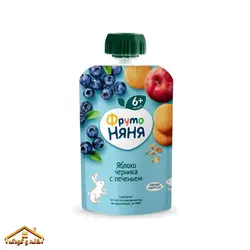 پوره ساندیسی سیب و بلوبری و بیسکوییت 90گرمی +6 نیان Nyanya