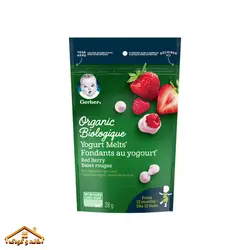 پاف اسنکی ارگانیک ماست توت فرنگی و تمشک 28گرمی +۸ گربر Gerber
