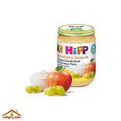 پوره ارگانیک سیب و انگور و برنج 220گرمی +۴ هیپ ترکیه Hipp