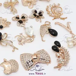 خرید مارک کیف طلایی تمام نگین دو مروارید - خرازی یاس