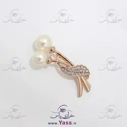 خرید مارک فلزی نگین دار دو مروارید - خرازی یاس