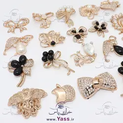 خرید مارک فلزی نگین دار دو مروارید - خرازی یاس