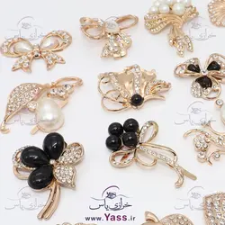 خرید مارک فلزی نگین دار دو مروارید - خرازی یاس