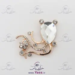 خرید مارک فلزی طلایی نگین دار طرح گربه ای - خرازی یاس
