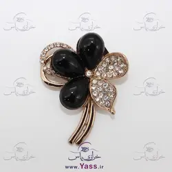 خرید مارک فلزی مدل گل پر نگین مروارید مشکی - خرازی یاس