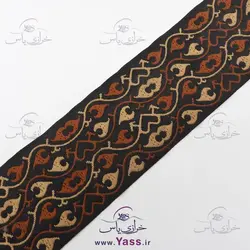 خرید نوار سنتی بافت طرح قلب کرم قهوه ای 5 سانت - خرازی یاس