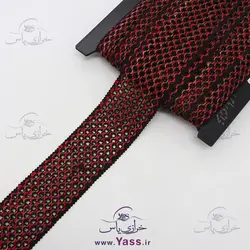 خرید نوار قلاب بافی 5 سانت مشکی قرمز - خرازی یاس