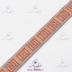 خرید نوار سنتی بافت 2 سانت طوسی طرح جاجیم - خرازی یاس