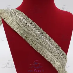 خرید اینترنتی نوار لمه طلایی روشن ریشه دار هندی - خرازی یاس