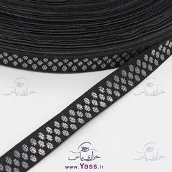 خرید نوار سنتی بافت 1 سانت مشکی نقره ای خالدار - خرازی یاس
