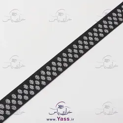 خرید نوار سنتی بافت 1 سانت مشکی نقره ای خالدار - خرازی یاس