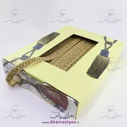 خرید نوار ترمه خارجی کرم طلایی کد 09 ( توپ 25 متری ) - خرازی یاس