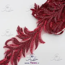 خرید نوار (پنل) تمام ملیله و پولک دوزی زرشکی - خرازی یاس