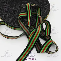 خرید نوار مخمل 2.5 سانت سبز سه رنگ - خرازی یاس