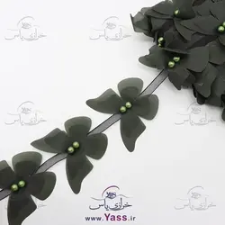 خرید پروانه پارچه ای متری مرواریدی سبز تیره - خرازی یاس
