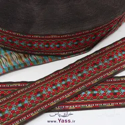 خرید نوار سنتی بافت 4 سانت چند رنگ طرح چهارخانه - خرازی یاس