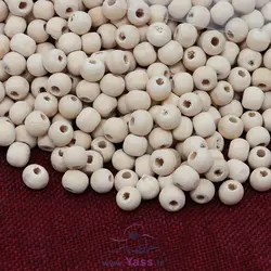 خرید مهره چوبی دایره کرم 8 میل ( کیلویی ) - خرازی یاس