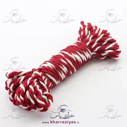 خرید نخ مکرومه کتان تابیده قرمز سفید ( توپ 10 متری ) - خرازی یاس