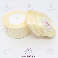 خرید روبان ساتن نیم سانت کرم نباتی (توپ 33 یاردی) - خرازی یاس