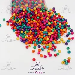 خرید مهره چوبی دایره رنگی حدود 8 میل (100 گرمی) - خرازی یاس