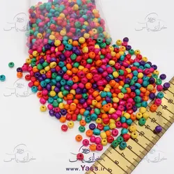 خرید مهره چوبی دایره رنگی حدود 8 میل (100 گرمی) - خرازی یاس