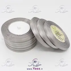 خرید روبان ساتن نیم سانت طوسی نقره ای (توپ 33 یاردی) - خرازی یاس