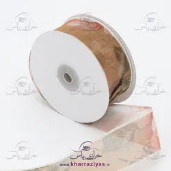 خرید روبان حریر طرحدار 4 سانت شکلاتی (متری) - خرازی یاس
