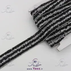 خرید نوار حرارتی لواشکی نگین دون پاش مشکی نقره ای 2.5 سانت - خرازی یاس