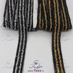 خرید نوار حرارتی لواشکی نگین دون پاش مشکی نقره ای 2.5 سانت - خرازی یاس