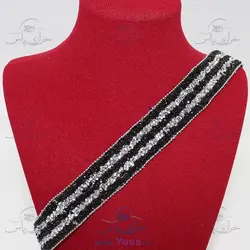 خرید نوار حرارتی لواشکی نگین دون پاش مشکی نقره ای 2.5 سانت - خرازی یاس