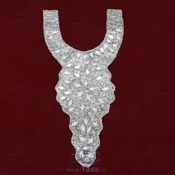 یقه تزئینی آینه کاری نقره ای لواشکی هندی طرح 2