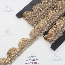 نوار ملیله کاری شاین دار حرارتی مسی طلایی هندی طرح 2