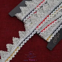 نوار ملیله کاری شاین دار حرارتی نقره ای لبه دالبر هندی