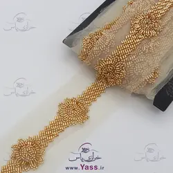 نوار تمام ملیله دوزی طلایی مدل گل