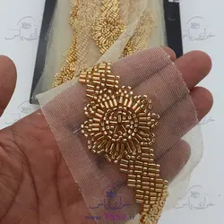 نوار تمام ملیله دوزی طلایی مدل گل