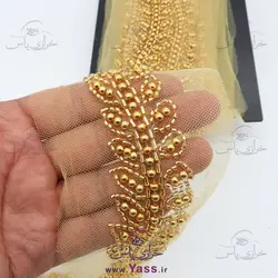 نوار تمام ملیله دوزی طلایی مدل گلبرگ