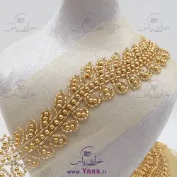 نوار تمام ملیله دوزی طلایی مدل گلبرگ