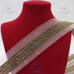 نوار هندی تمام ملیله طرح کج راه طلایی زردقلم