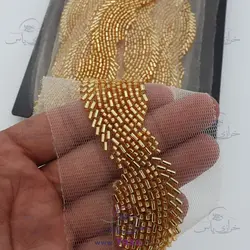 نوار تمام ملیله دوزی طلایی مدل موج