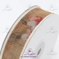 روبان حریر طرحدار 2.5 سانت خردلی (متری)