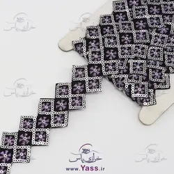 نوار متری طرح لوزی پولکی حرارتی مشکی یاسی