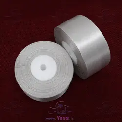 روبان ساتن 4 سانت نقره ای (توپی)