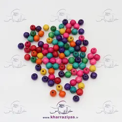 مهره چوبی رنگی حدود 12 میل (بسته 100گرمی)