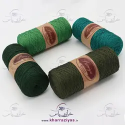 نخ مکرومه کتان تک سوزن سبز چمنی